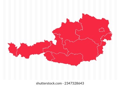 States Map of Austria With Detailed Borders, can be used for business designs, presentation designs or any suitable designs.