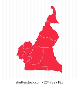 States Map of Cameroon With Detailed Borders, can be used for business designs, presentation designs or any suitable designs.