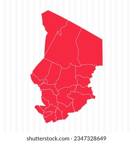 States Map of Chad With Detailed Borders, can be used for business designs, presentation designs or any suitable designs.