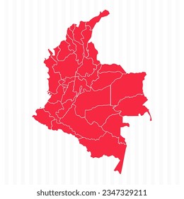 States Map of Colombia With Detailed Borders, can be used for business designs, presentation designs or any suitable designs.