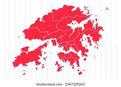 States Map of Hong Kong With Detailed Borders, can be used for business designs, presentation designs or any suitable designs.