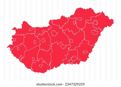 States Map of Hungary With Detailed Borders, can be used for business designs, presentation designs or any suitable designs.