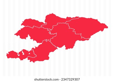 States Map of Kyrgyzstan With Detailed Borders, can be used for business designs, presentation designs or any suitable designs.