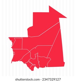 States Map of Mauritania With Detailed Borders, can be used for business designs, presentation designs or any suitable designs.