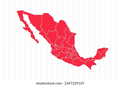 Mapa de Estados de México con fronteras detalladas, puede ser utilizado para diseños de negocios, presentaciones o cualquier diseño adecuado.