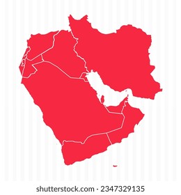 States Map of Middle East With Detailed Borders, can be used for business designs, presentation designs or any suitable designs.