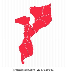 States Map of Mozambique With Detailed Borders, can be used for business designs, presentation designs or any suitable designs.