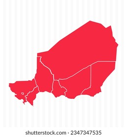 States Map of Niger With Detailed Borders, can be used for business designs, presentation designs or any suitable designs.