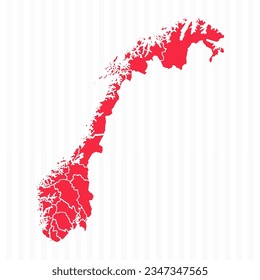 States Map of Norway With Detailed Borders, can be used for business designs, presentation designs or any suitable designs.