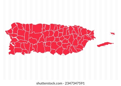 States Map of Puerto Rico With Detailed Borders, can be used for business designs, presentation designs or any suitable designs.