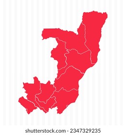 Mapa estatal de la República del Congo con fronteras detalladas, puede ser utilizado para diseños de negocios, presentaciones o cualquier diseño adecuado.