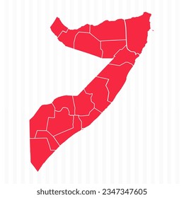 States Map of Somalia With Detailed Borders, can be used for business designs, presentation designs or any suitable designs.