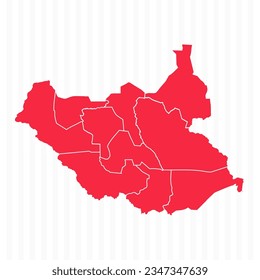 States Map of South Sudan With Detailed Borders, can be used for business designs, presentation designs or any suitable designs.