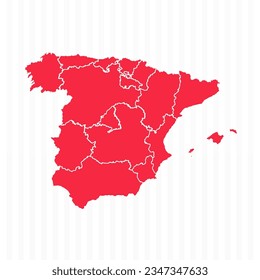 States Map of Spain With Detailed Borders, can be used for business designs, presentation designs or any suitable designs.