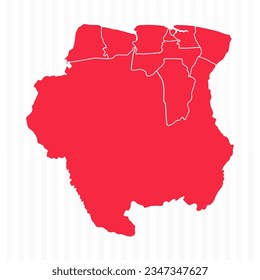 States Map of Suriname With Detailed Borders, can be used for business designs, presentation designs or any suitable designs.