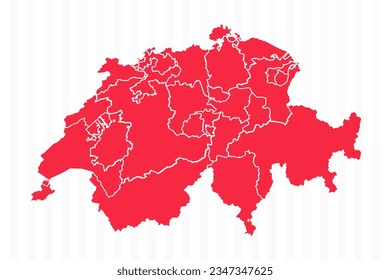 States Map of Switzerland With Detailed Borders, can be used for business designs, presentation designs or any suitable designs.
