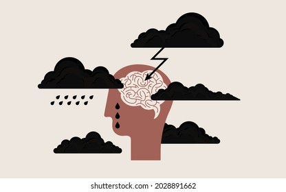 States of mind, depression, sad. Mental health. Vector illustration