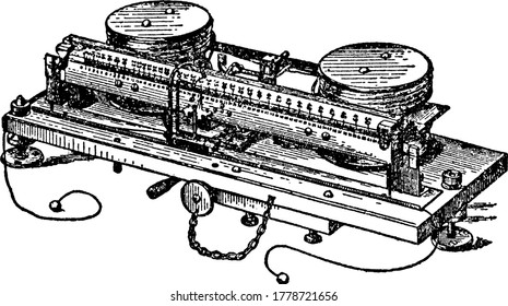 States that current passed through the instrument, causes one end of the movable system to tilt downwards and the other end upwards; to achieve equilibrium the sliding board is then moved along