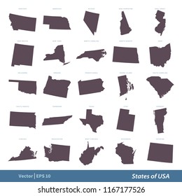 States of US Map set Vector Template Illustration Design. Vector EPS 10.