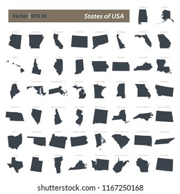 All 50 States Usa States Silhouette Stock Vector (Royalty Free) 1712027362