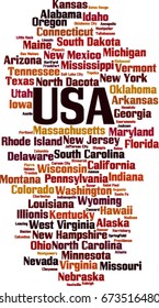States in USA word cloud concept. Vector illustration
