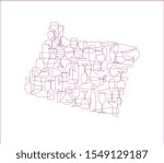 States winemakers - stylized maps from silhouettes of wine bottles, glasses and decanters. Map of Oregon.