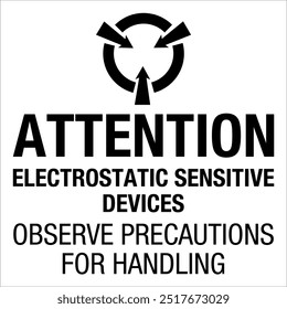 Static Awareness Labels Attention Electrostatic Sensitive Devices Observe Precautions For Handling Arrow Symbol Square White