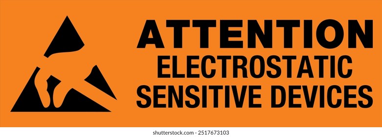 Static Awareness Labels Attention Electroststic Sensitive Devices Hand Symbol Landscape Orange