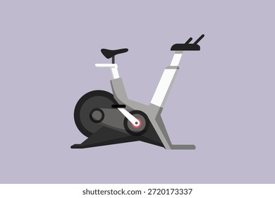 Bicicleta estática Gimnasio Propiedad. Concepto de la propiedad del gimnasio. Ilustración vectorial plana coloreada aislada
