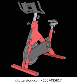 Static bike. Fitness, cardio, and muscle building machines, equipments set at gym. Workout and training concept. illustration.