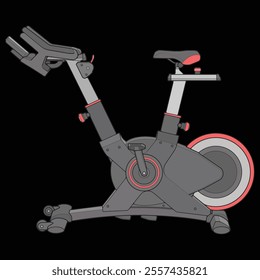 Static bike. Fitness, cardio, and muscle building machines, equipments set at gym. Workout and training concept. illustration.