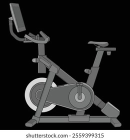 Static bike. Fitness, cardio, and muscle building machines, equipments set at gym. Workout and training concept. illustration.
