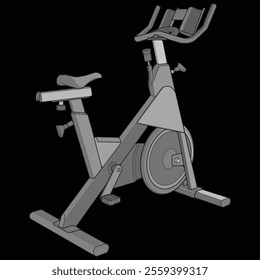 Static bike. Fitness, cardio, and muscle building machines, equipments set at gym. Workout and training concept. illustration.
