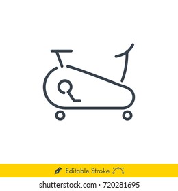 Static Bike Icon / Vector - In Line / Stroke Design with Editable Stroke