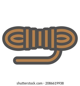 Static climbing rope linear icon with colored fill..Vector illustration.