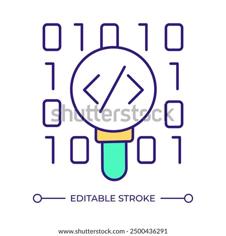 Static code analysis RGB color icon. Application security, software inspection. Development process, cyber security. Isolated vector illustration. Simple filled line drawing. Editable stroke