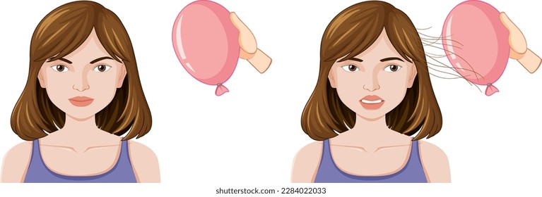 Static electricity with balloon and hair illustration