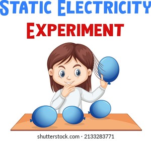 Static Electricity Experiment With Hair And Balloons Illustration