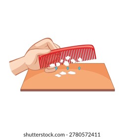 Static electricity experiment showing a comb attracting small pieces of paper. Physics lesson demonstration.