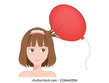 Static Electricity Of Human Hair With Balloon Vector