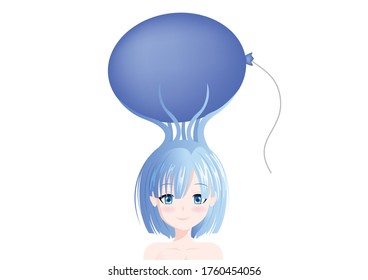 Static Electricity Of Human Hair With Balloon Vector