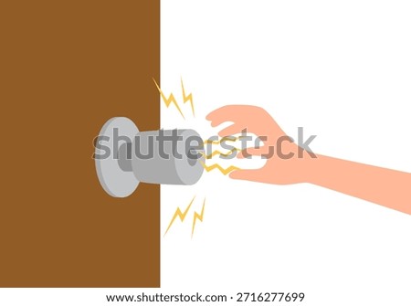 Static electricity when touching a doorknob in flat design.