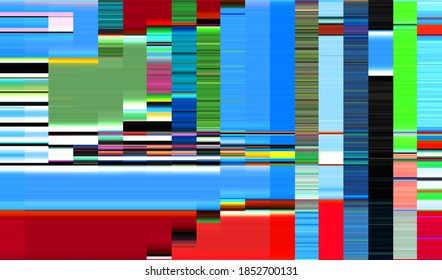 A static image of digital television broadcast distortion. Encoded satellite signal. Abstract glitch texture background. Vector illustration.