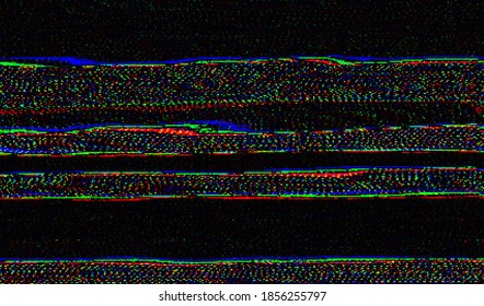 A static image of digital television broadcast distortion. Colored digital pixel noise on a dark background. Vector illustration.