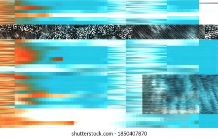 A static image of the distortion of a television video broadcast. Abstract background pixel glitch texture. Vector illustration.