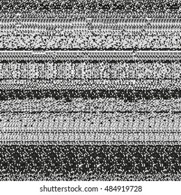 Static noise texture made of random repetitive gray rectangular dots. Corrupted display signal. Monochrome seamless pattern for a background.