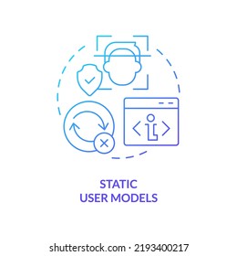 Static User Models Blue Gradient Concept Icon. Human-computer Interaction Abstract Idea Thin Line Illustration. User Behavior Pattern. Isolated Outline Drawing. Myriad Pro-Bold Font Used