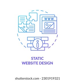 Static website design blue gradient concept icon. Web designing type abstract idea thin line illustration. Fixed, limited webpage content. Isolated outline drawing. Myriad Pro-Bold font used