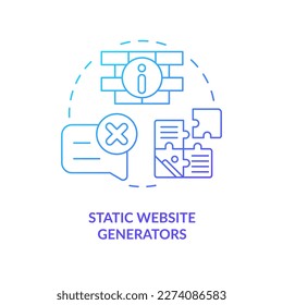 Static website generators blue gradient concept icon. Digital production. Future of web technologies abstract idea thin line illustration. Isolated outline drawing. Myriad Pro-Bold font used