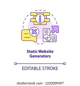 Static website generators concept icon. Digital technology. Web development trend abstract idea thin line illustration. Isolated outline drawing. Editable stroke. Arial, Myriad Pro-Bold fonts used